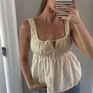 WeWoreWhat Cream Ruched Blouse